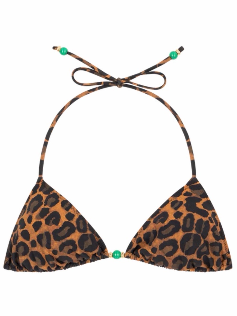 Leopard Print Triangle Bikini Top with Center Bead - Picture 4 of 7